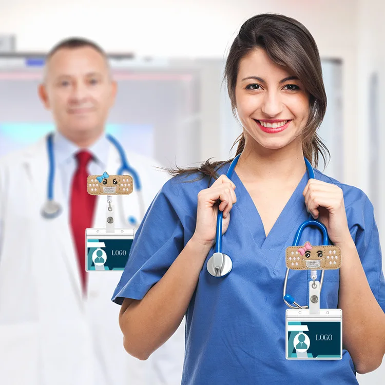 Felt Cartoon Nurse Name Card Nurse Accessories Popular Retractable ID Badge Holder Reel