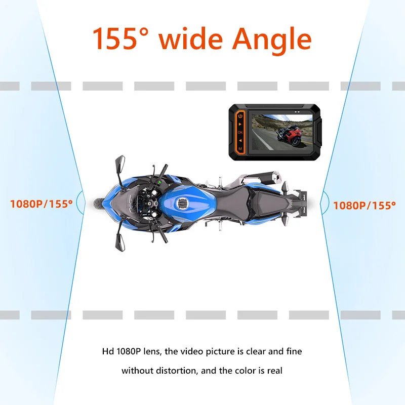 Dual Lens Dash Cam Parking Monitor HD 1080P Motorcycle Video Recorder Front Rear View Motorbike Video Camera G-Sensor IPS Screen