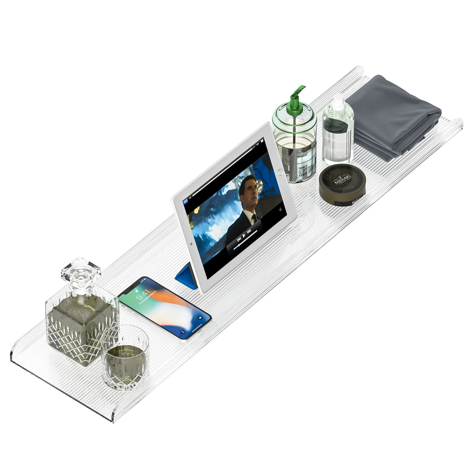 Customized OEM/ODM Acrylic Bath Shelf Bathtub Caddy Tray, Soap Shower Storage, Towel Wine Tray Holder SPA Tray for Bathroom