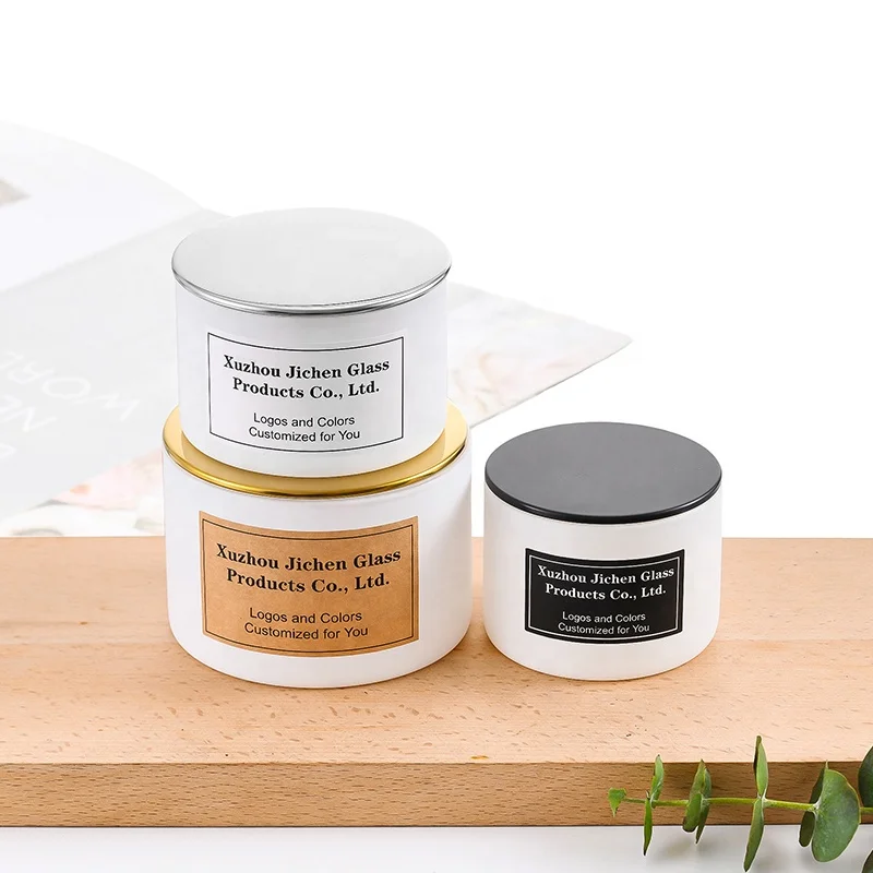 luxury home decoration items straight empty matte white glass candle jars with customized colors and logos