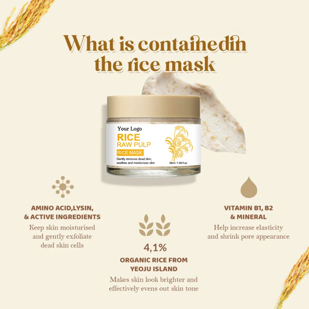 Private label Skin Care Products Organic Natural Extract Hydration Face Wash Rice Toner Cream Serum Rice Skin Care Set