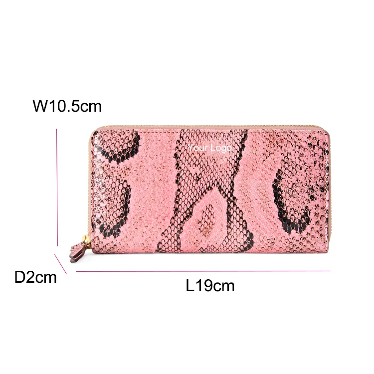 BSCI Authorized Factory #PA0121 Snake Pattern  Purse Rfid Women Vegan Leather Women Wallet Credit Card Holder With Zipper