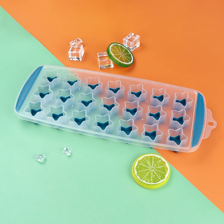 Multi-purpose Non Stick Food Grade Ice Cube Mold Reusable 21 Cavities Star Shaped Plastic Ice Cube Tray for Coffee Whiskey