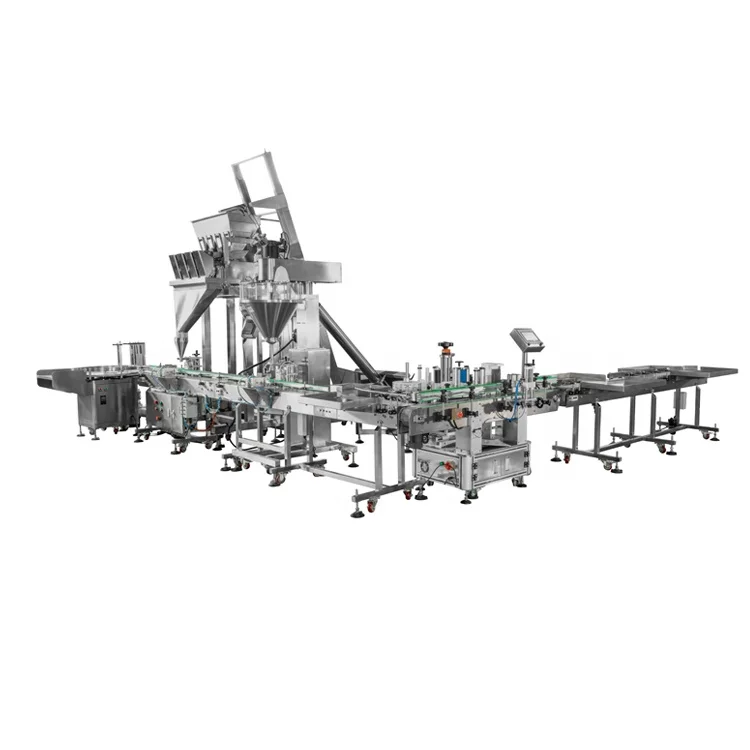 Automatic spicy sea salt 4 Heads linear weigher filling capping labeling packing machine for bottle jar can