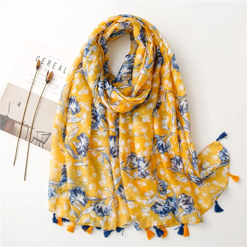 hot sale180*90 Cm Popular navy blue printed scarf wholesale  hot sell shawls hijab scarf muslim hijab fashion scarf