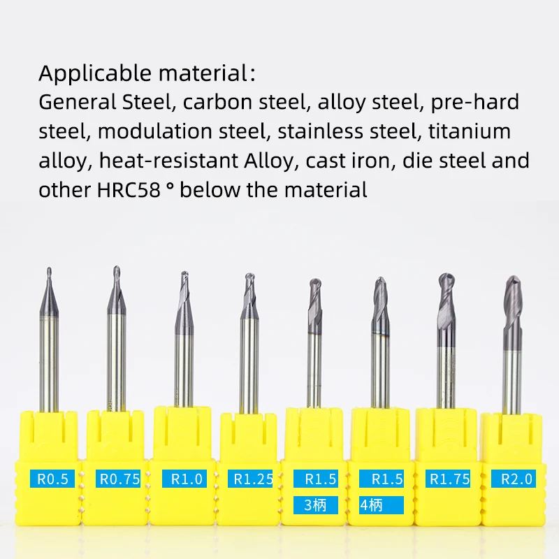 Ball Nose End Mill  Carbide Milling Ball Cutter With Nano Black Coating CNC Cutting Tools