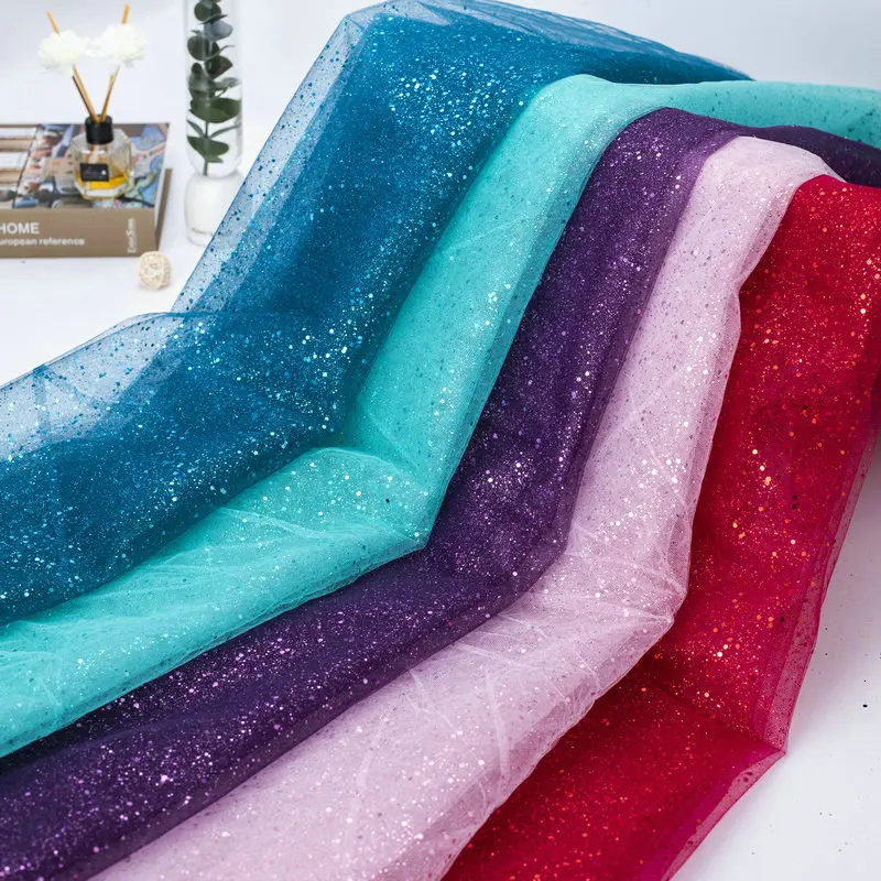 2023 Glitter Tulle Fabric Mesh DIY Dress Stage Bride Cloth Wedding Dress Designer Fabric Party Dancewear Dress Fabrics