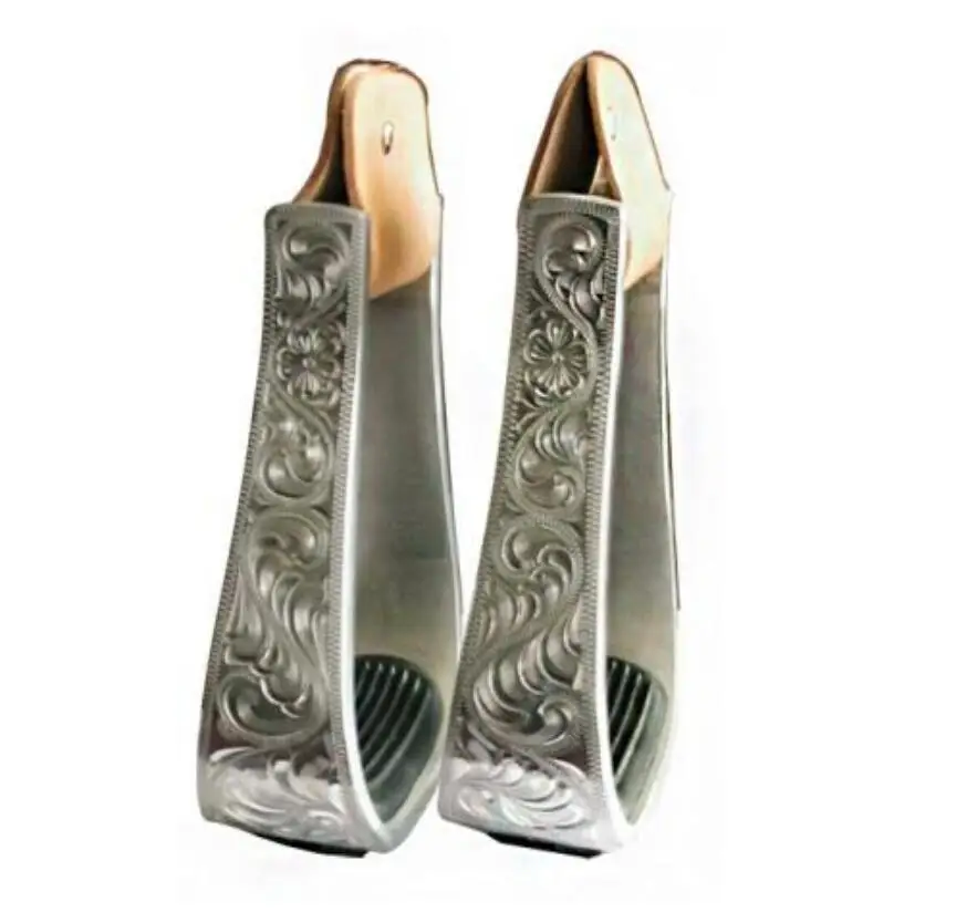 Western Horse Riding  Aluminum Visalia Stirrups Tack Horse  Stirrups Equipment Saddle With Rubber or Iron Pad