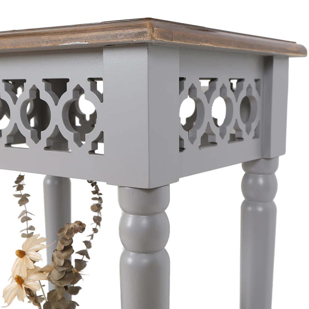 Retro Furniture Hollow Decoration Side Table Porch Table Nightstand Accent Table