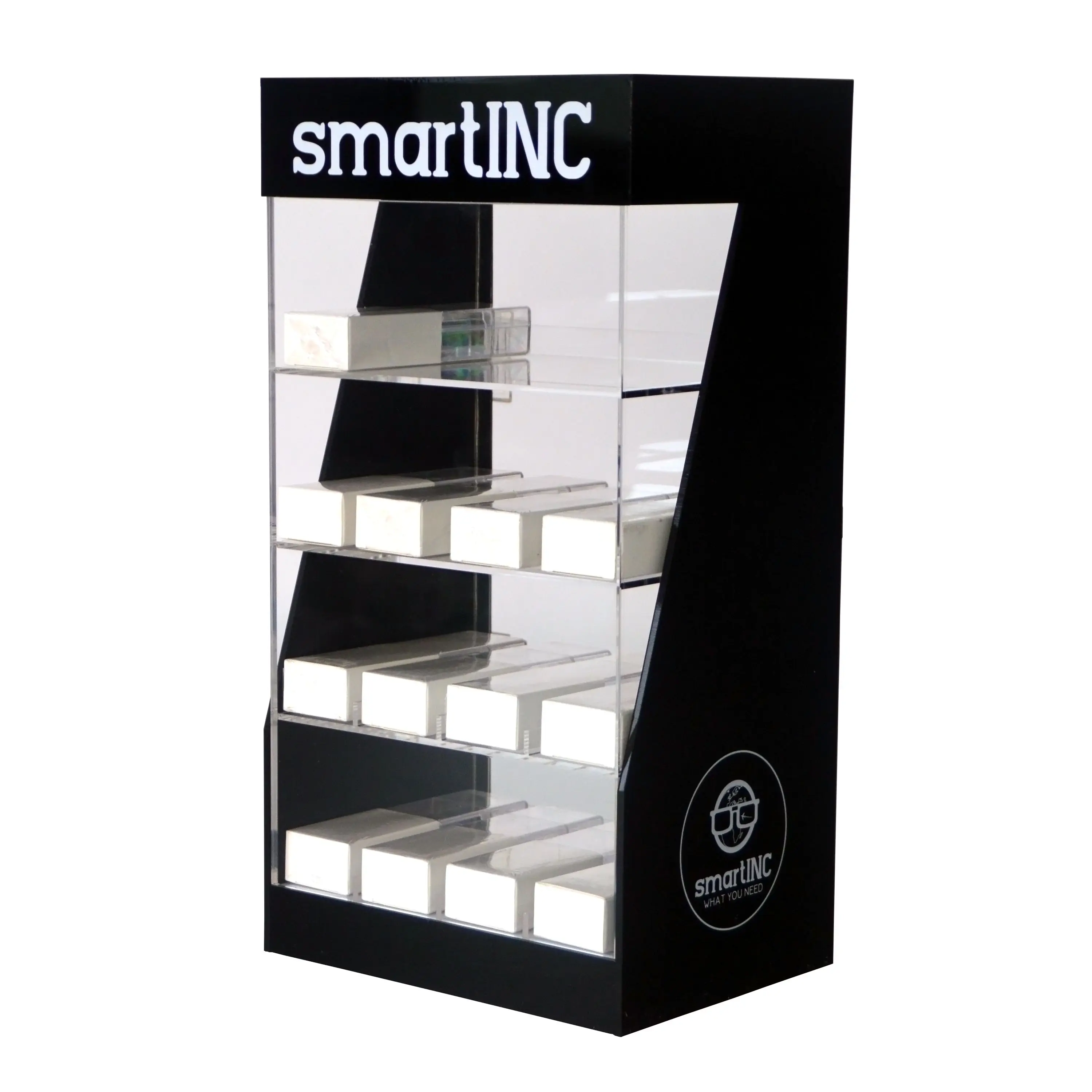 Custom Design Acrylic Counter Top Display Rack RGB Light Display Cabinet PMMA Desktop Display Showcase