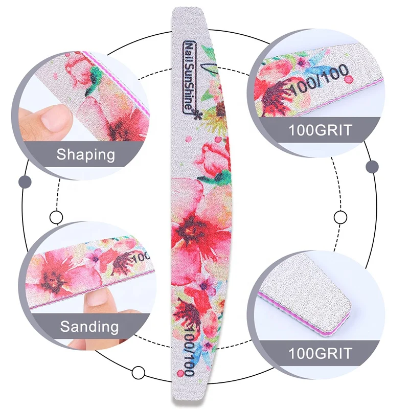 6pcs/set Flower Design Nail File Sanding Buffer Block DIY Nail Tips Polishing Remover Kits Manicure Pedicure Shaping Tools