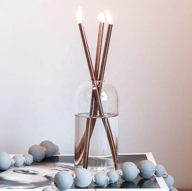 C&H Neverending Aromatherapy Metal Stick Smokeless Long Burning Refillable Liquid Paraffin Everlasting Candles