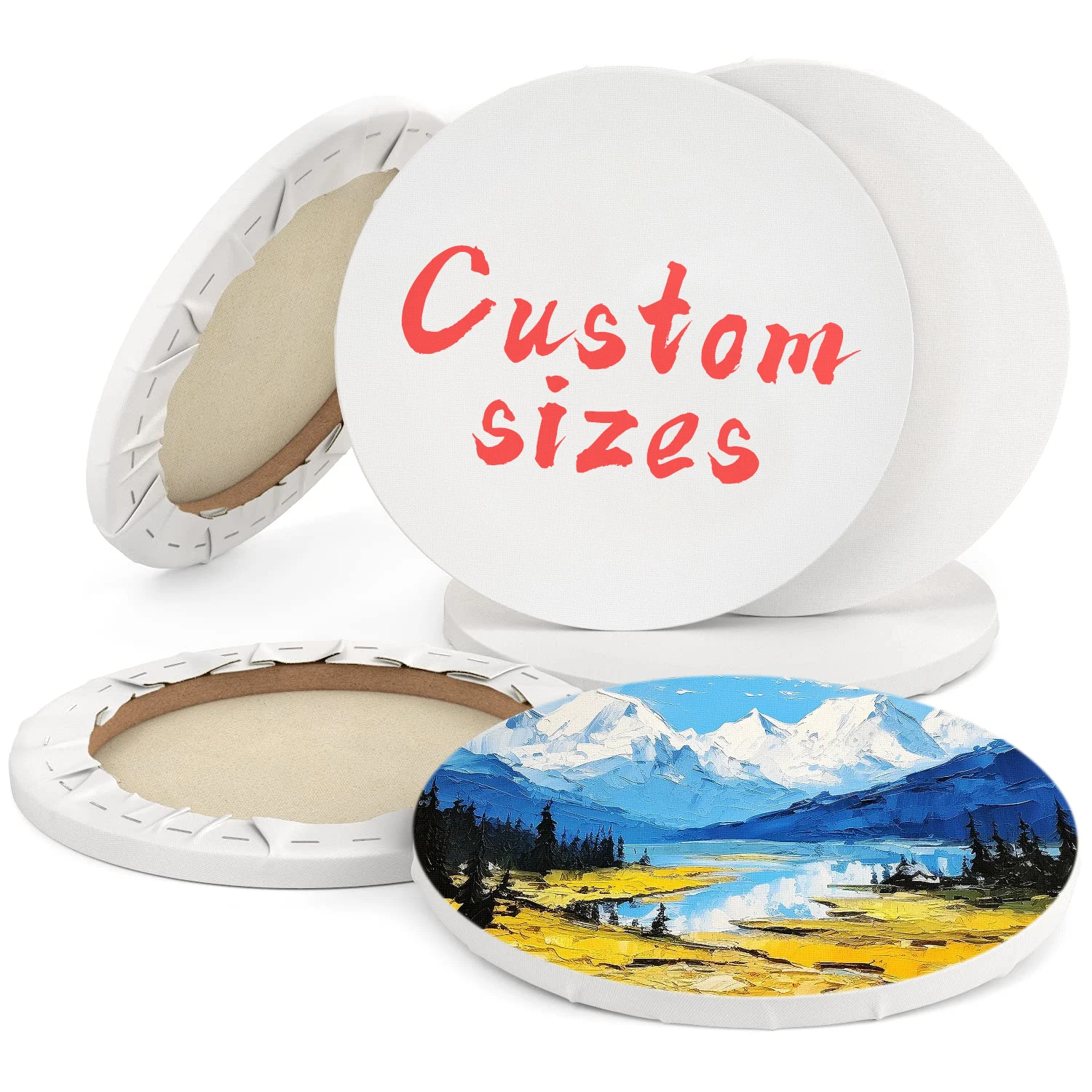 Wholesale 100% Eotton Canvas Canvas Custom Round Stretched Canvas Boards For Painting