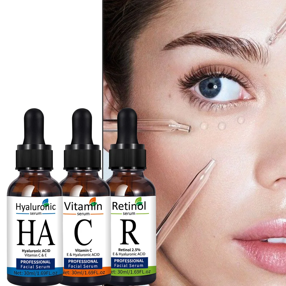 Best Selling Natural Professional Facial Serum Vitamin C Hyaluronic Acid Retinol For Face Serum Set Care