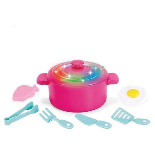 2023 best selling plastic girls simulation cooking mini kitchen toys real cooking set for kids