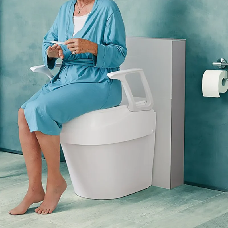 Universal Raised Toilet Seat Portable Elderly Disabled People Rehabilitation Therapy Supplies Pivoting armrests height adjust