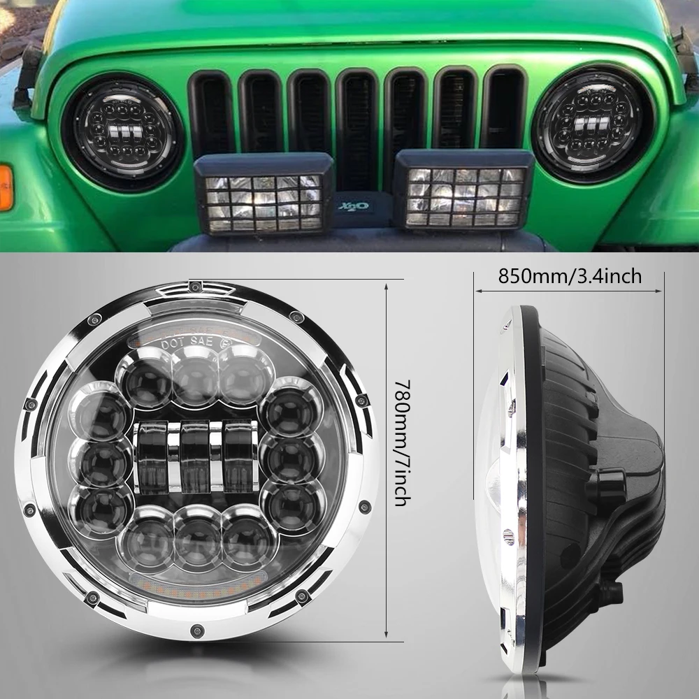 
Dot Approved Daymaker 50W 30W Turn Amber Hi Lo Halo Ring 12v 24v Round DRL H4 Angle Eye 7