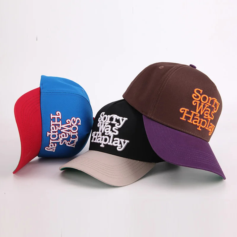 3d Embroidered Letters 5 Panel Mens Baseball Cap Customized Embroidery Cotton Two Tone Baseball Caps