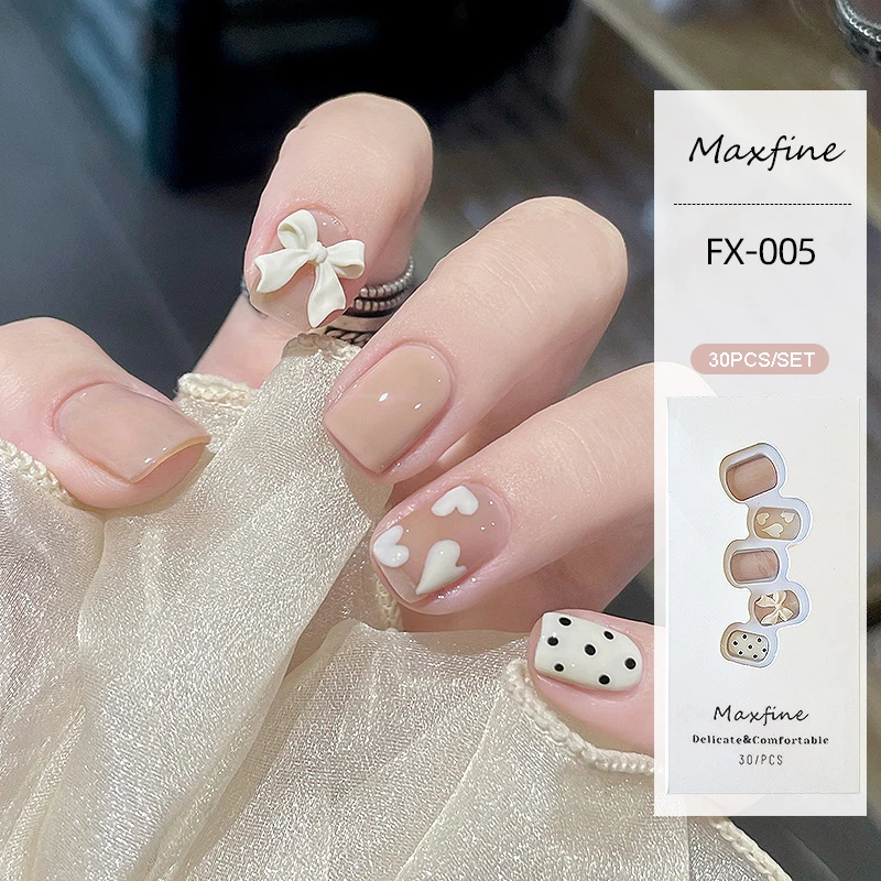 Reusable Fake Press On Finger Nails Full Cover False Wearable Nail Tips 30Pcs Artificial Fingernails