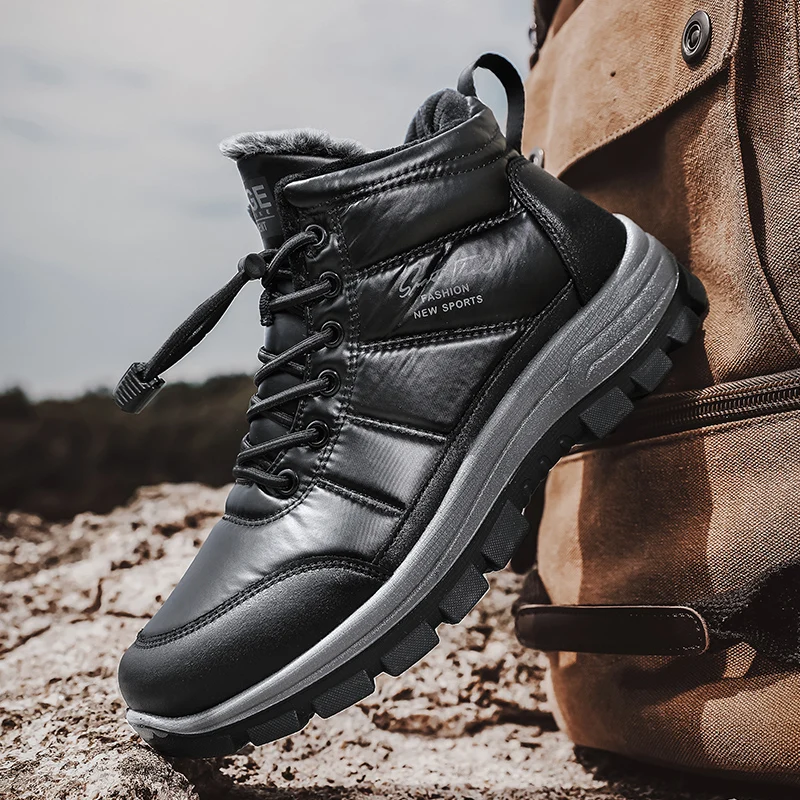 Men Winter Plush Warm Fashion Boots for Men Waterproof Mesh Shoes Snow Boots Unisex Wholesale Industrial Work boots