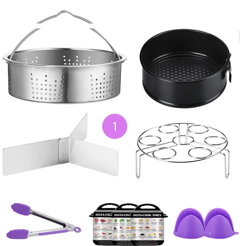 Pot Accessories Set for 5, 6, 8Qt Pot Pressure Cooker, 6-Pcs with Steamer Basket/Silicone sealing ring