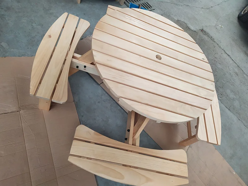 Modern Antique-Style European Sun Lounger 8-Seat round Wooden Outdoor Restaurant Dining Benches for Park Picnic Garden Patio