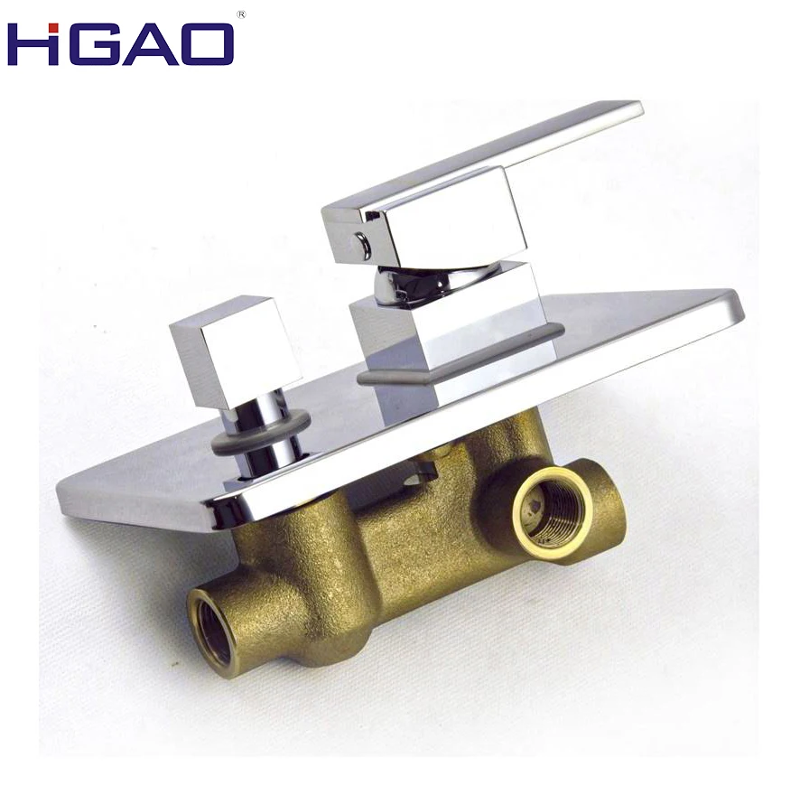 Smart Brass Wall-Mounted Shower Faucet Popular 2-Way Diverter Ceramic Bath Mixer Chrome Polished Square Body Concealed Diverter