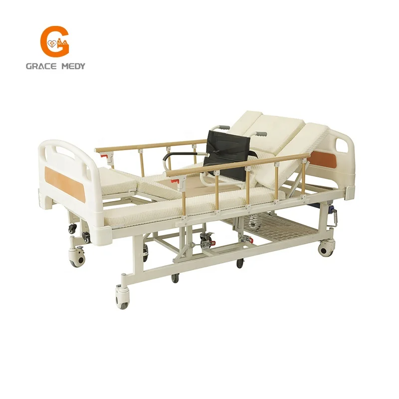 Handicap Nursing Bed Toilet Wheelchair Manual Wheelchair Accessible Bed with Toilet