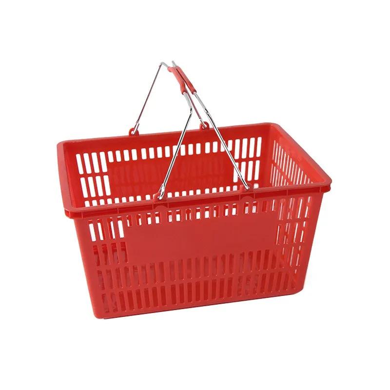 Wholesale Custom Logo Stackable Handy Supermarket Basket Mini Plastic Shopping Basket with Handles for Shopping Malls