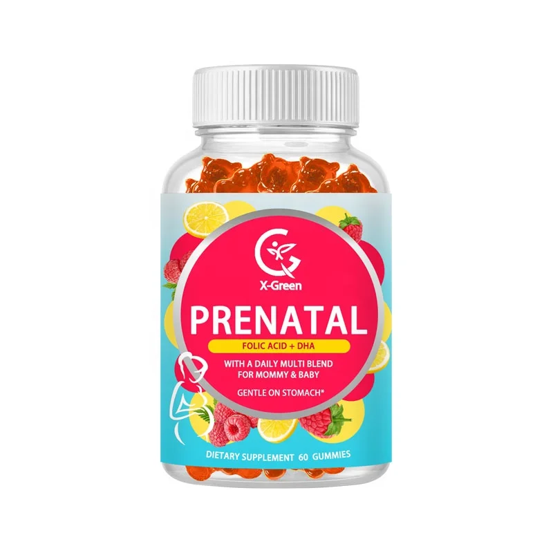 Prenatal жевательные Мультивитаминные конфеты сладкая фолиевая кислота Витамин D Omega 3 DHA Жевательная добавка на заказ