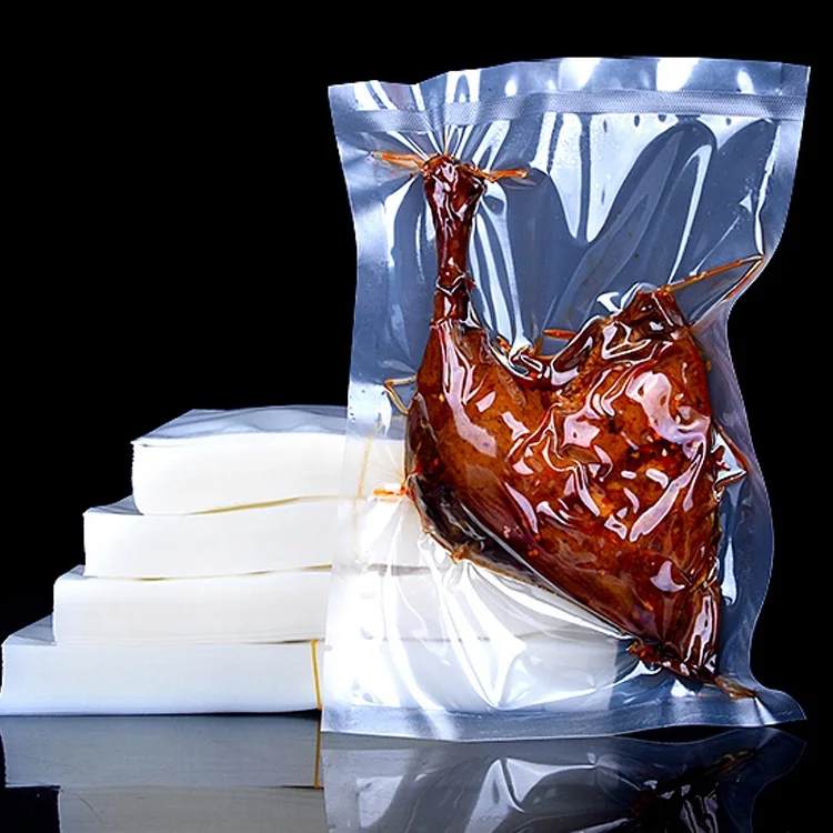 Custom Transparent Plastic Food Fish Meat Heating Freezer Food Packaging Nylon Frozen Vacuum Food Bags