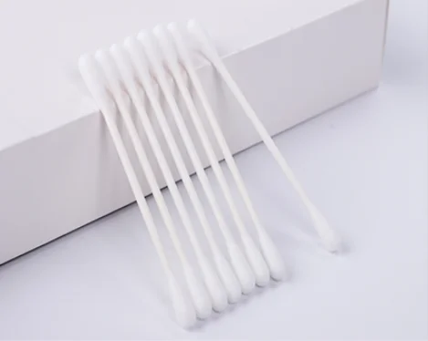 Hot sale Lanhine white cotton swab double round tip