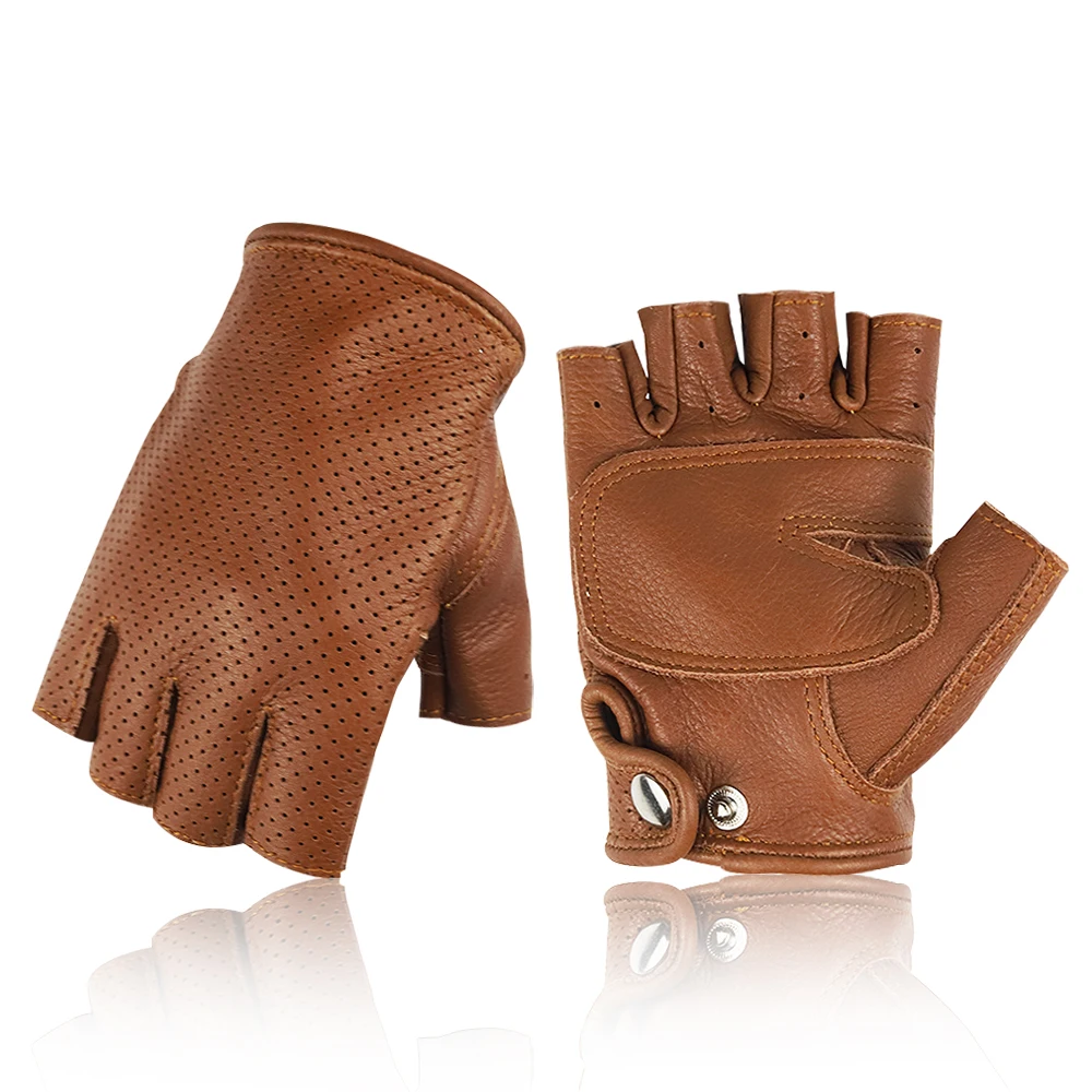Factory directly outdoor sport fitness breathable riding cowhide leather gloves