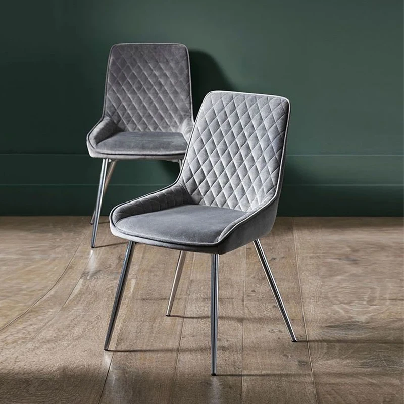 Velvet dining chair metal chromed legs chair restaurant high foam density
