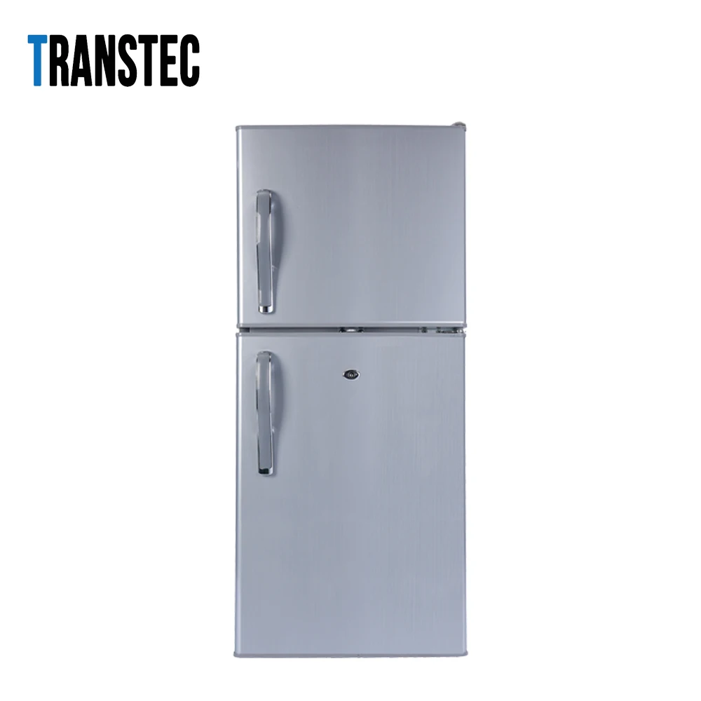 118L Solar Powered Double Door Refrigerator DC 12 fridge with off grid system for commercial and household use