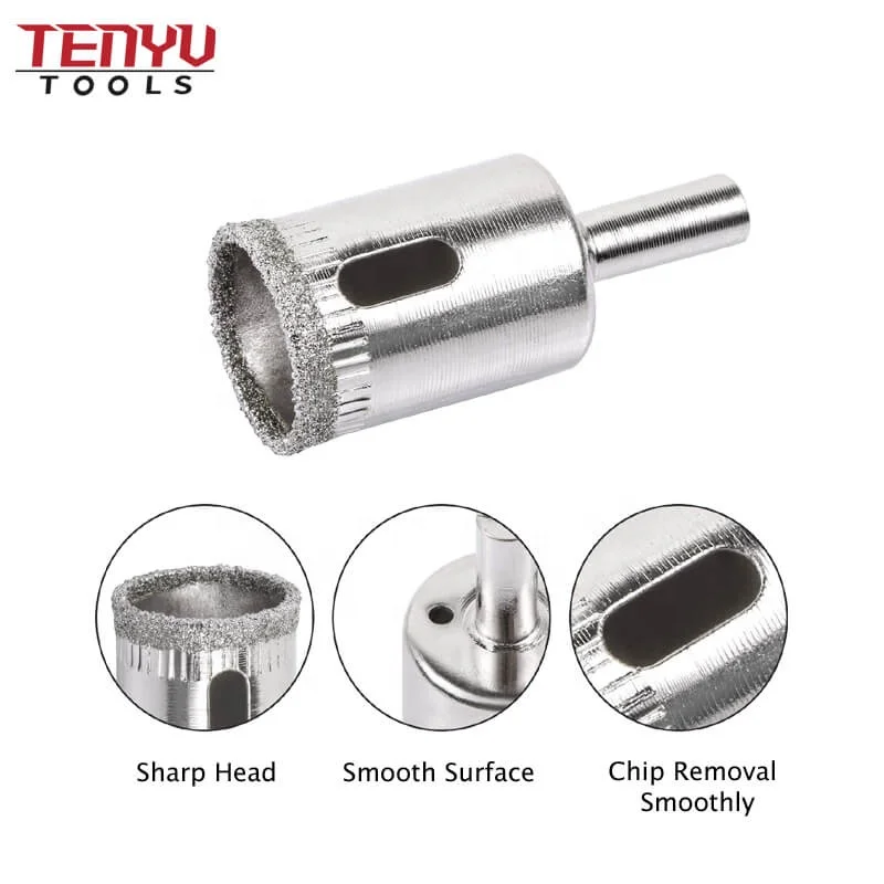 12Pcs Wet Cutting Diamond Hole Saw Grit Core Drill Bit Set for Tile Glass Stone Ceramic Sommth Cutting Tools
