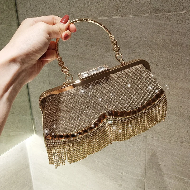 
Luxury Rhinestone Bridal Clutch Bag Sparkly Party Evening Crossbody Handbag 