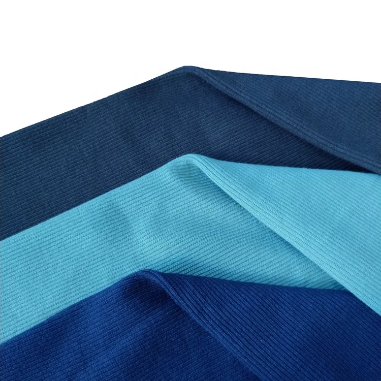 
Hot sale cotton spandex fabric knit plain 2*2 rib fabric stretch spandex fabric for garment 