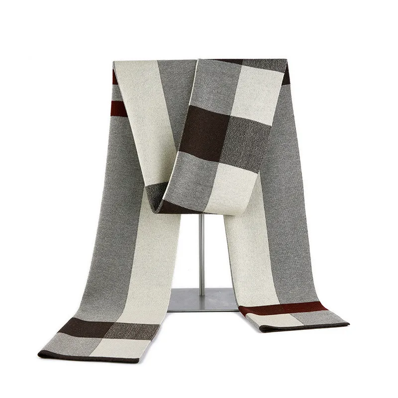 2021 Factory Wholesale British Style Winter Men Wool Knitted Scarf  Warm Thick Plaid Scarf