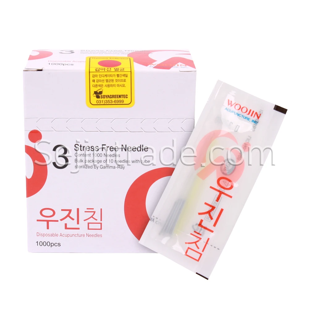 
WOOJIN ACUPUNCTURE NEEDLE Pouch Package Stainless Steel Acupuncture Needles Stress Free Needle With Tube Hot Sale(1,000 PCS/BOX) 