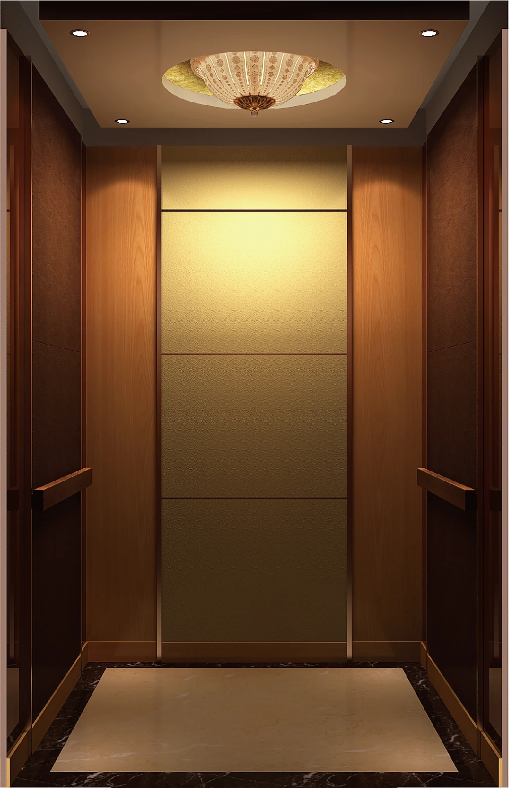Luxury Decoration Walnut Wood Composite Steel Passenger Elevator