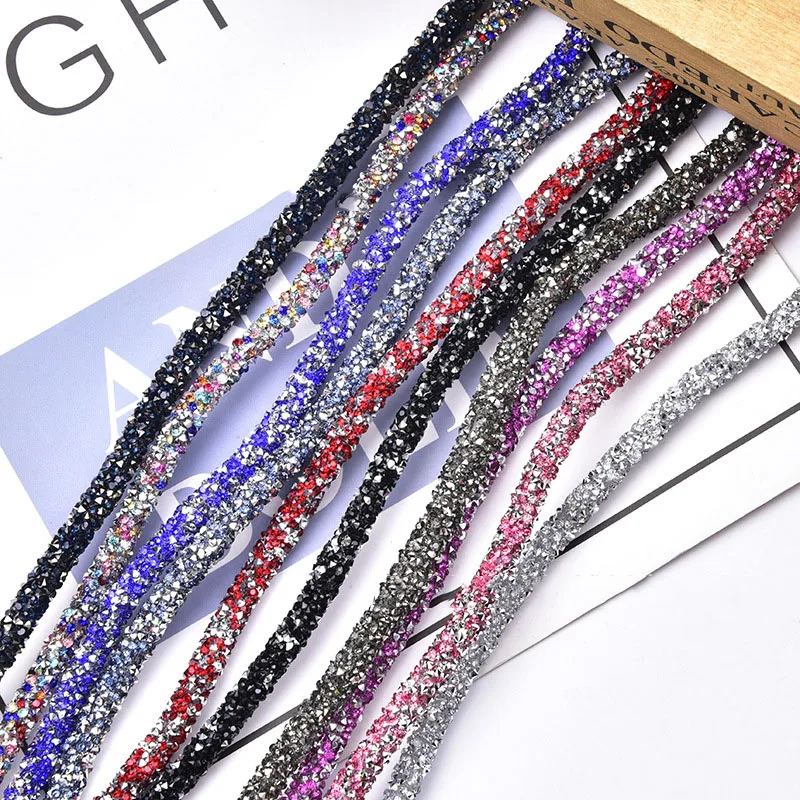 High Quality DIY Hat Shoes Sew Clothes Accessory Tube Rhinestone Trims Glitter Jewelry Decor Cords Colorful Sequins Rope
