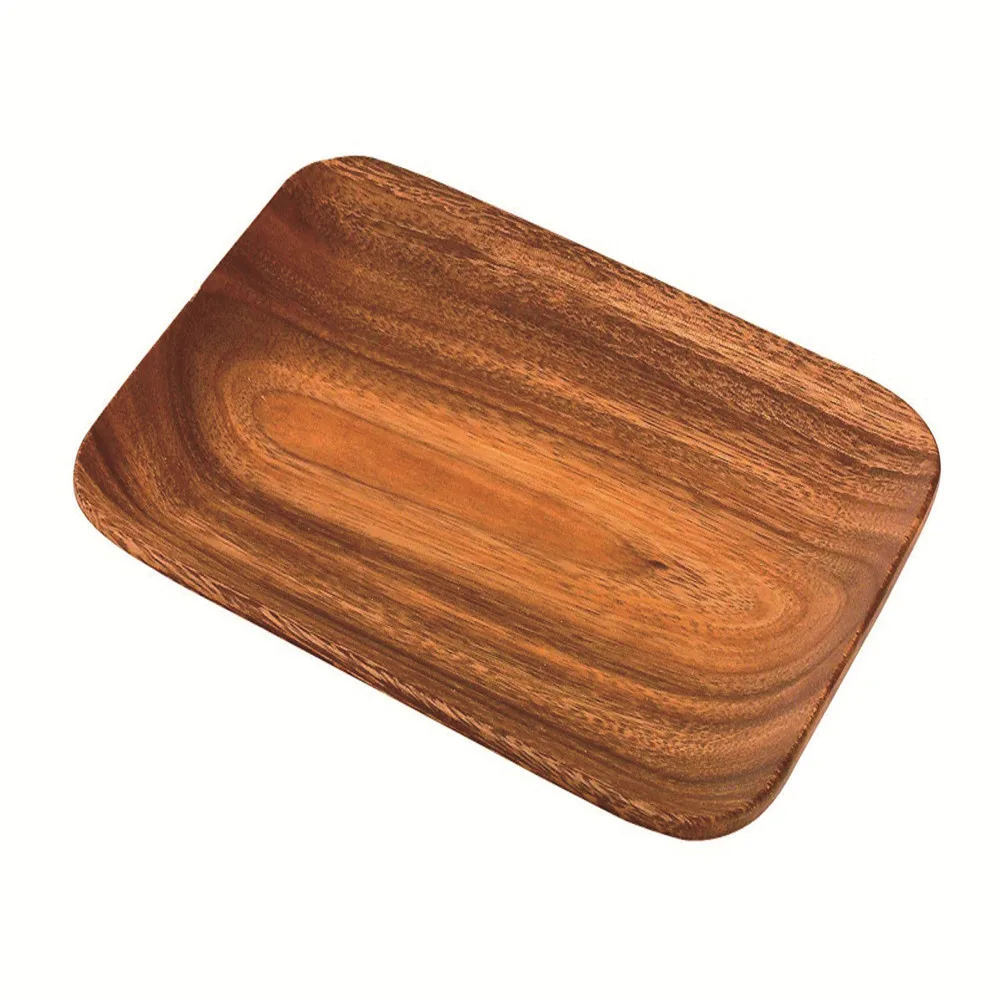 (Acacia Wood Serving Tray) Wooden Brown Square Tray