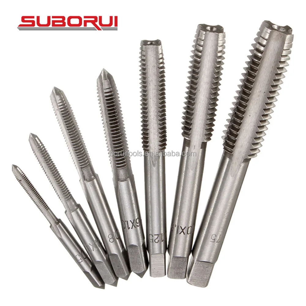 SUBORUI Right Hand M2 M2.5 M3 M4 M5 M6 M8 M10 HSS Metric DIN352 Straight Flute Screw Threading Taps Drill Set for Machine Metal