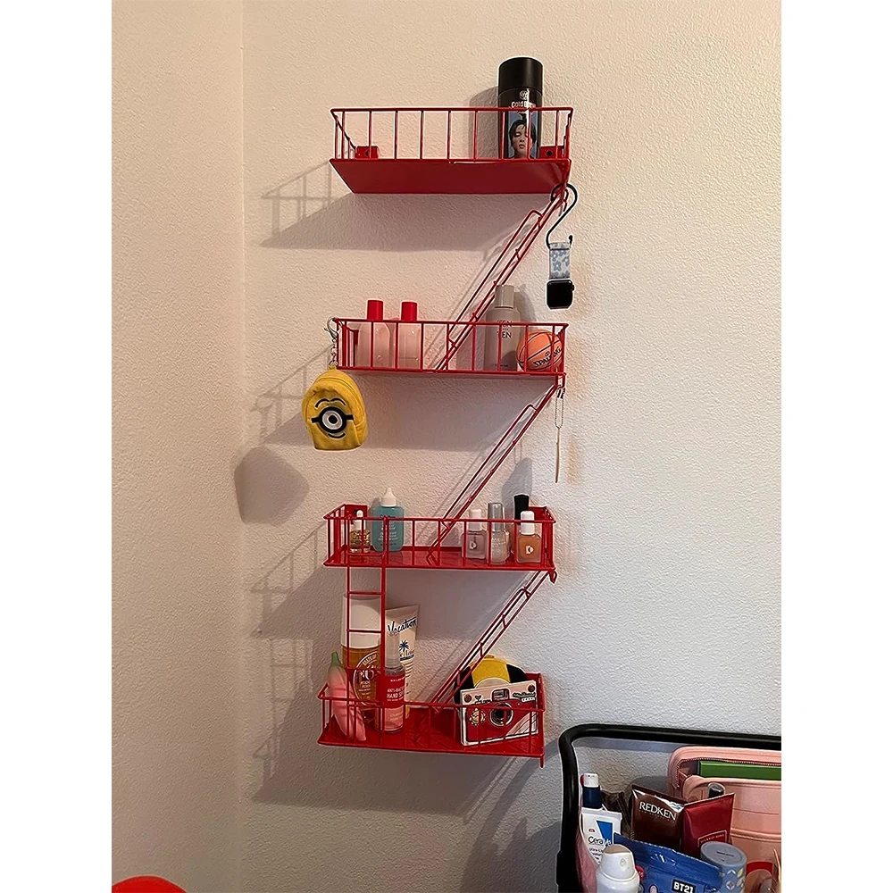 4 Tier Wall Mounted Metal Floating Display Shelves Wall Fire Escape Ladder for Home Decor