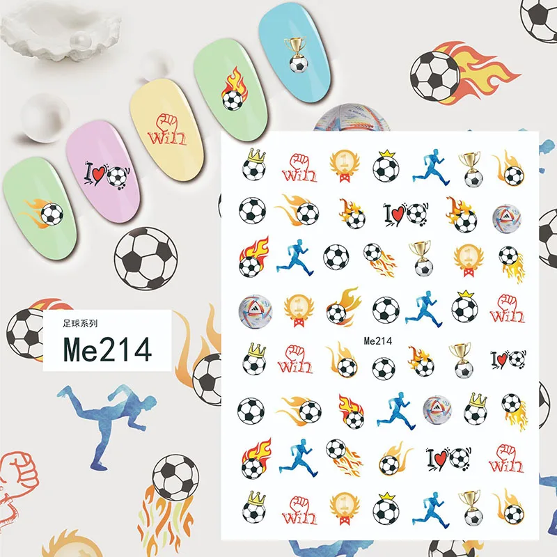 Me210-219 3D  Cartoon Sports World Cup  Design Nail Art Stickers Football Series Nail Decals Decorations