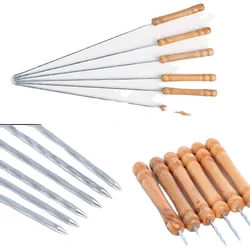 Heat Resistant Set of 4 BBQ Grill Skewers Disposable Natural Wood  Bamboo Sticks