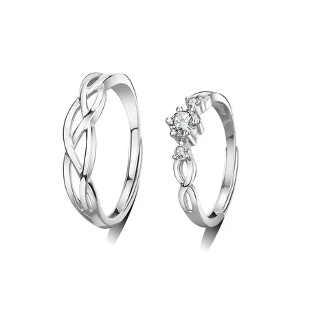 PUSHI jewelry Hot sale zircon wedding band cz ring coupleswith high quality adjustable 925 sterling silver couples ring