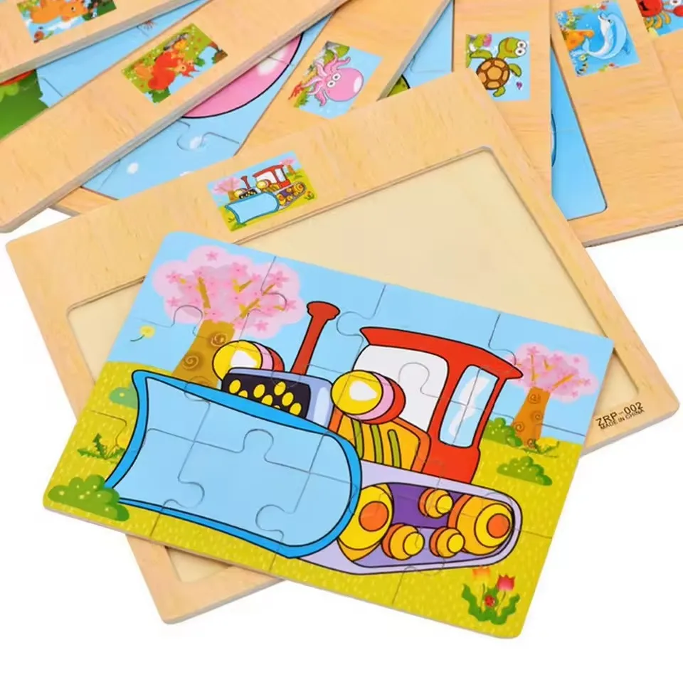 Hot Sale Kids Wooden Cartoon Vehicle Animals Learning Educational Toys Preschool Educational Early Learning Intelligence Toy