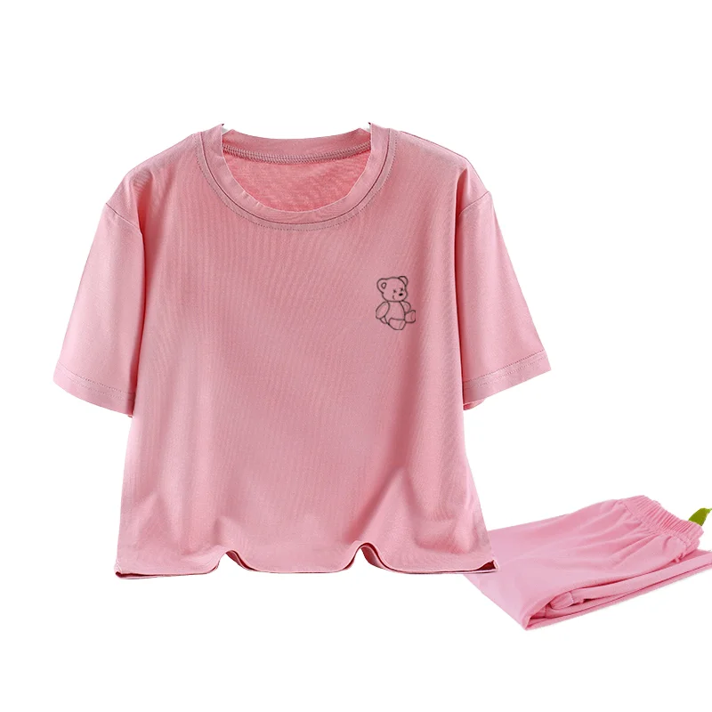 Youduomian Cheap Summer causal clothing set Hot Selling Fashion Short Sleeve shirt and pants Casual Home wear Cotton Pajamas Set